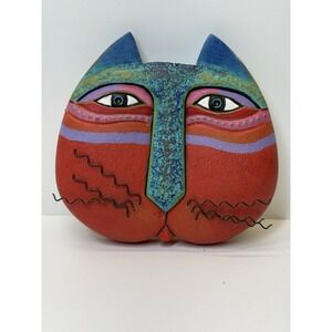 Laurel Burch Caribbean‎ Cat Mask Small 6.5 x 5.25" 1999 Stamped Signed